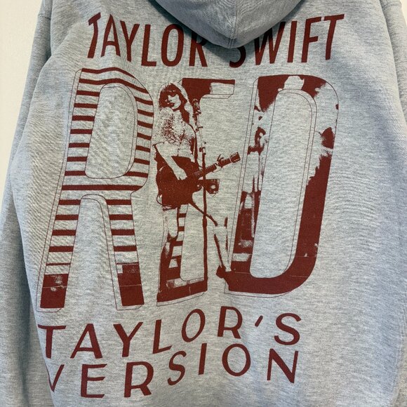 Taylor Swift Official Merch Red Taylors Version Graphic Hoodie Sweatshirt M Gray - Picture 7 of 11